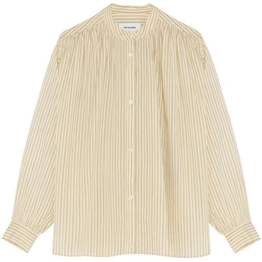 Yves Salomon camicia plissettata - toni neutri