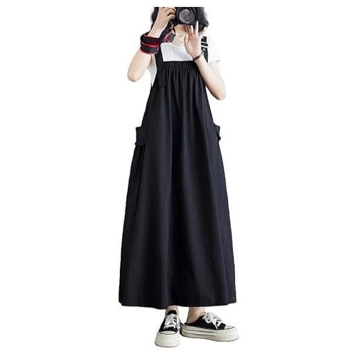 LIUYUYOUGO vestito donna, abito salopette da donna taglie forti abito estivo senza maniche canotta con bottoni abito a trapezio con volant abito casual sciolto e fluido swing midi abito scamiciato pr