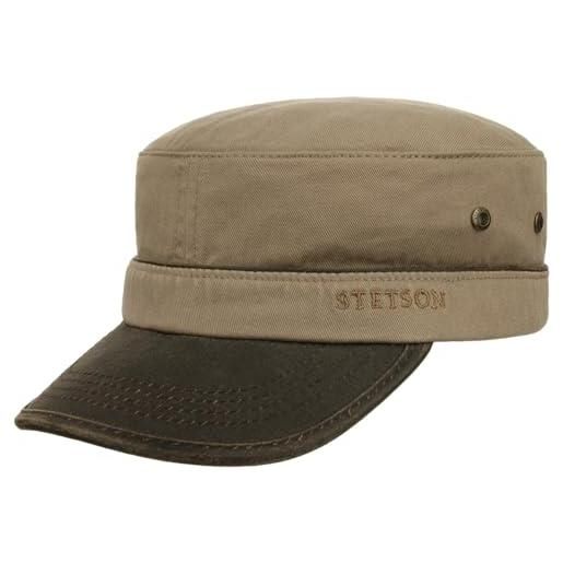 Stetson cappellino katonah cotton army donna/uomo - berretto cap militare fibbia in metallo, con visiera estate/inverno estate - xl (60-61 cm) marrone chiaro