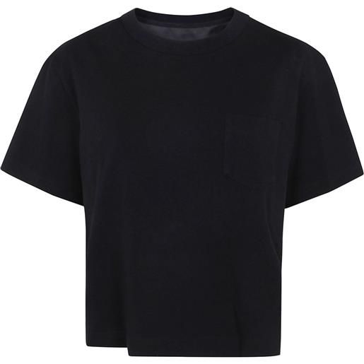 sacai t-shirt in cotone con lavorazione in jersey - nero