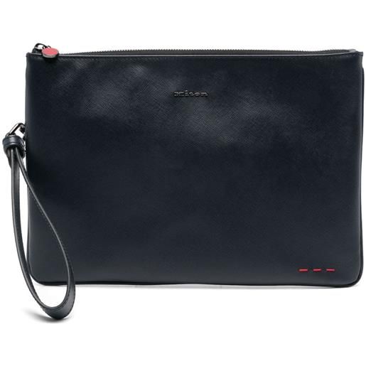 Kiton clutch con logo - blu