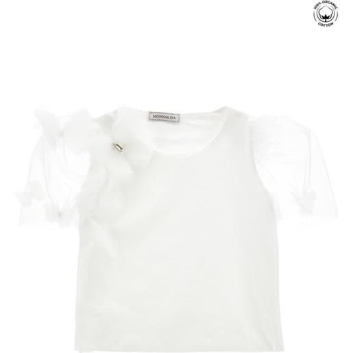 Monnalisa top cotone organico con maniche in tulle