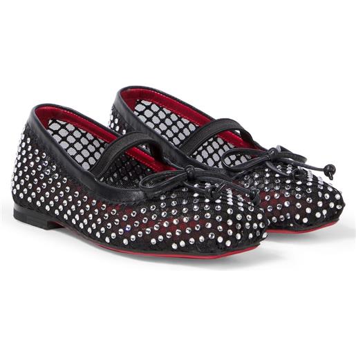 Christian Louboutin Kids ballerine baballet in mesh con cristalli