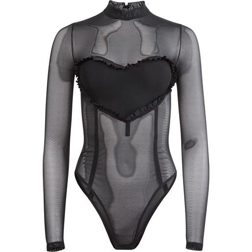 Fleur Du Mal body con ruches - nero