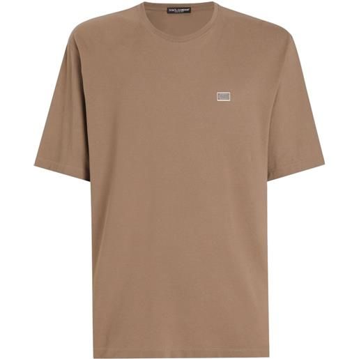 Dolce & Gabbana t-shirt con placca logo - marrone