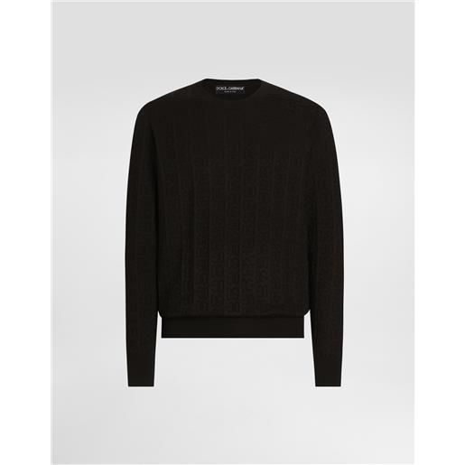 Dolce & Gabbana maglia girocollo in seta con ricamo dg logo allover