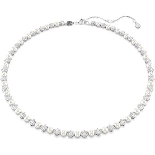 SWAROVSKI collana tennis matrix, crystal pearl, bianco, placcata rodio 5689623