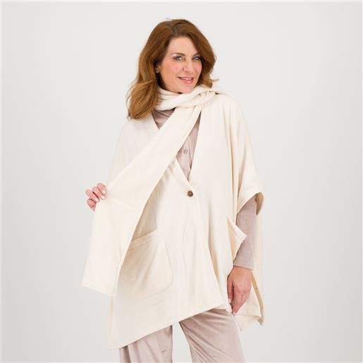 Cuddl Duds cardigan a poncho in pile con sciarpa removibile