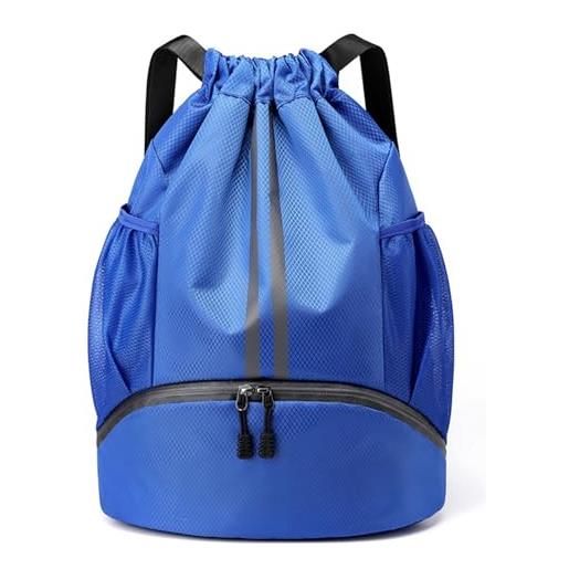 Veki sacca sportiva palestra con coulisse, borsa palestra sportiva impermeabile, sacca zaino per uomo e donna, zaino palestra con scomparto per scarpe, borsa da palla per basket, calcio (blu scuro)