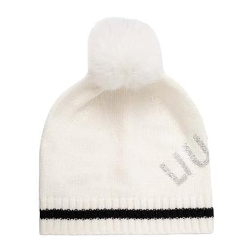Liu Jo berretto in misto lana con pon pon ta4295 (it, testo, taglia unica, bianco)