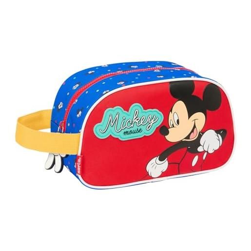Safta mickey mouse good day - beauty case scuola per bambini medio con manico, borsa per bambini, adattabile al carrello, facile da pulire, comodo e versatile, qualità e resistenza, 26 x 12 x 15 cm, 