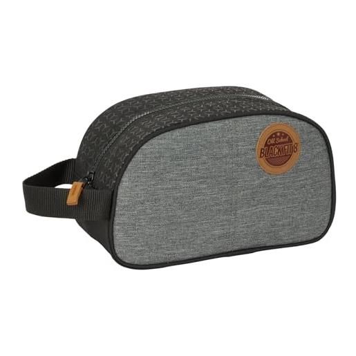 safta blackfit8 old school - beauty case scuola per bambini medio con manico, borsa per bambini, adattabile al carrello, facile da pulire, comodo e versatile, qualità e resistenza, 26 x 12 x 15 cm, nero /