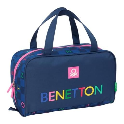 Safta benetton damero - beauty case rettangolare con manico, beauty case per bambini, adattabile al carrello, ideale per bambini dai 5 ai 14 anni, comodo e versatile, qualità e resistenza, 31 x 14 x