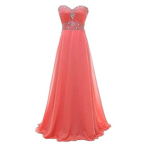 Vantexi donna elegante chiffon lungo formelle abito da sera abito da sposa perlage abito da damigella d'onore koralle 66