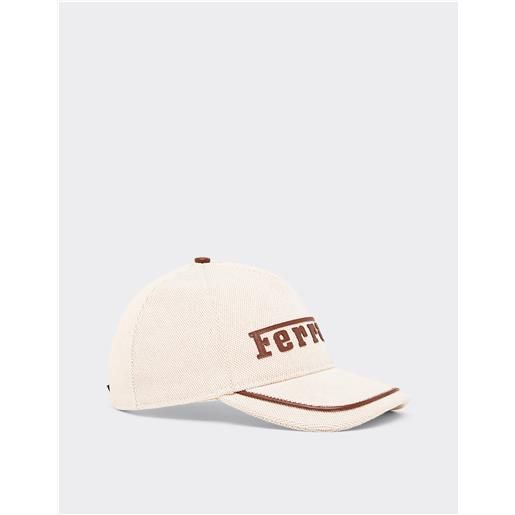 Ferrari baseball cap con logo Ferrari ricamato e dettagli in pelle - cappellini hide os