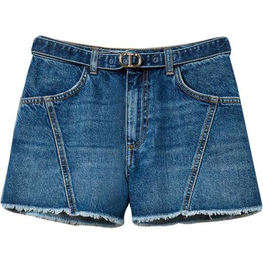TWINSET shorts denim oval t con cintura - blu