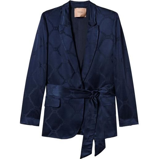 TWINSET blazer con logo jacquard - blu