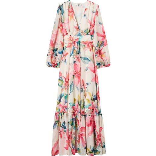 TWINSET abito lungo a fiori - bianco
