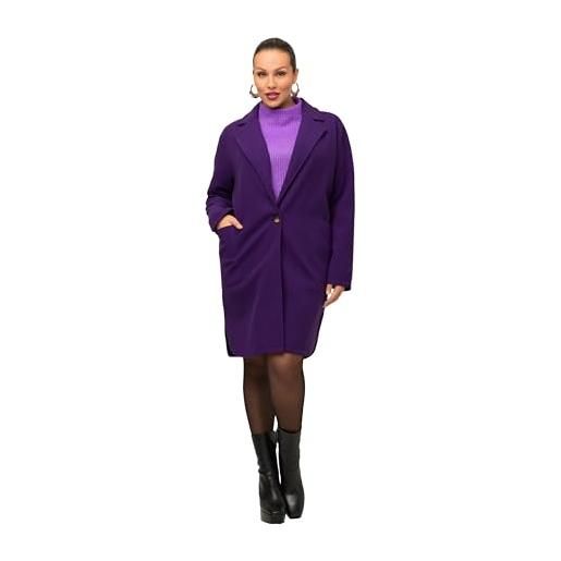 Ulla Popken cappotto felpato con fessure felpa, viola profondo, 52-54 donna