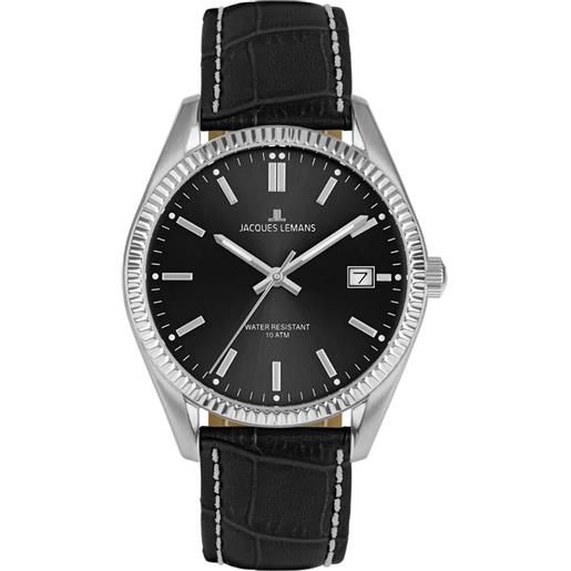 Jacques Lemans Uomo Orologio Elegante 42-8K – Cassa E Cinturino In Acciaio, Quadrante Nero