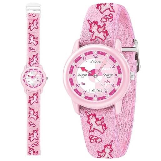 Timever orologio per bambino, orologio analogico al quarzo per ragazzi e ragazze con cinturini in tessuto elastico e farfalle/dinosauri/fiori, regalo per bambini dai 3 ai 12 anni