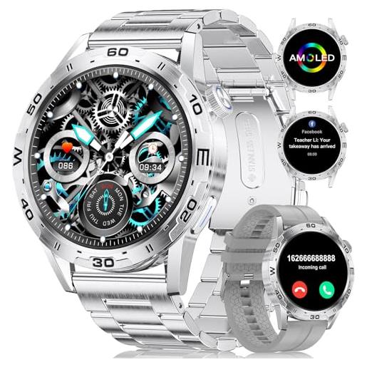 LIGE 1.43" amoled smartwatch uomo con chiamata bluetooth 400mah cardiofrequenzimetro spo2 ip68 impermeabile 124 modalità sportive smartwatch per android ios (st5-b pro)