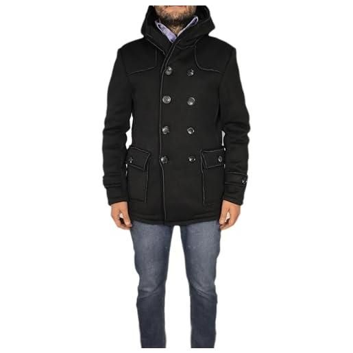 VEQUÈ cappotto uomo invernale effetto lana cappottino lungo giubbotto elegante (it, testo, xl, regular, regular, nero)