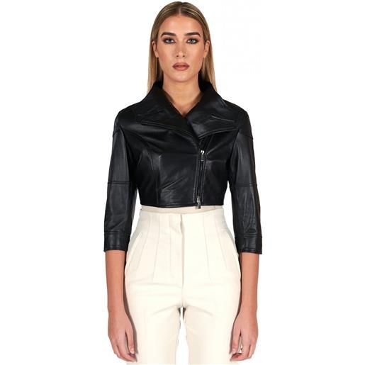 D'Arienzo bolero in pelle nera nappa effetto liscio D'Arienzo