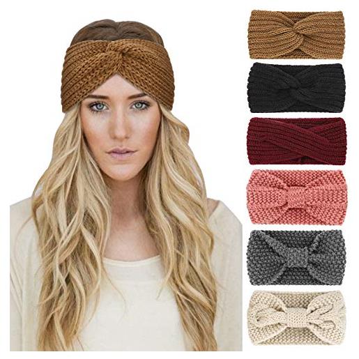 DRESHOW 6 pezzi fasce per capelli tessuto di lana turbante fascia da donna invernale accessori cerchietti per donna ragazze