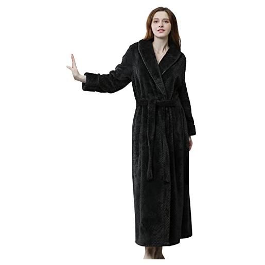 Generic vestaglia sposa completo camicia da notte da notte da donna in morbido peluche, morbido e carino accappatoio donna cotone accappatoio pile zip (black, m)