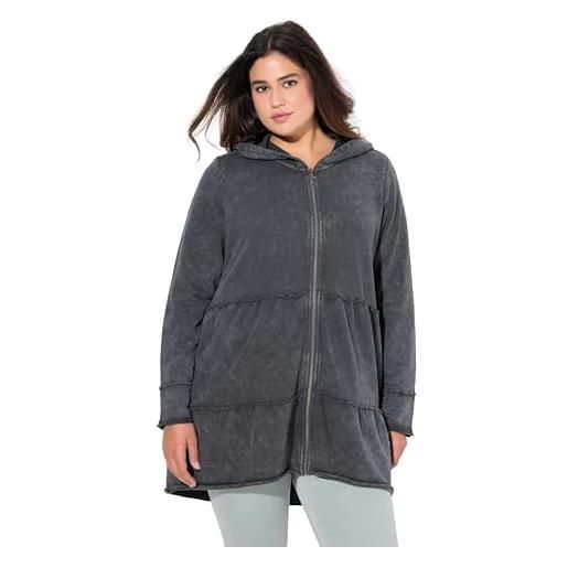 Ulla Popken long-hoodiejacke, vintage-look, a-linie, kapuze maglia di tuta, verde, 52-54 donna