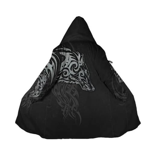 generic vichingo stampato in 3d vichingo runa mantello da uomo abbigliamento, nordico novità harajuku giacca calda addensata cappotto, caldo imitazione cashmere lupo celtico giacche invernali(wolf, xl)