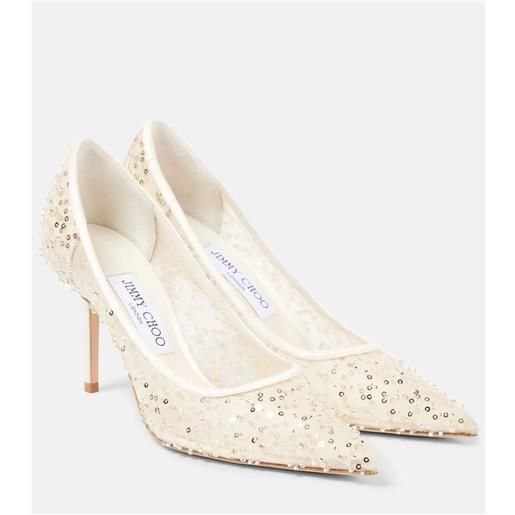 Jimmy Choo pumps love 85 in mesh con perline