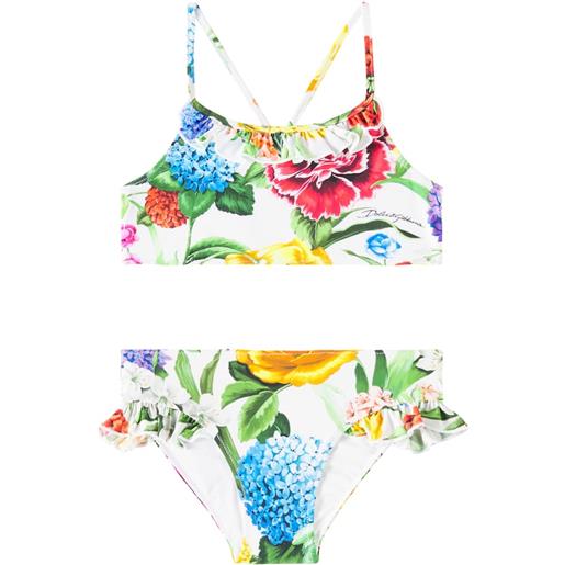 Dolce&Gabbana Kids bikini con stampa floreale e volant