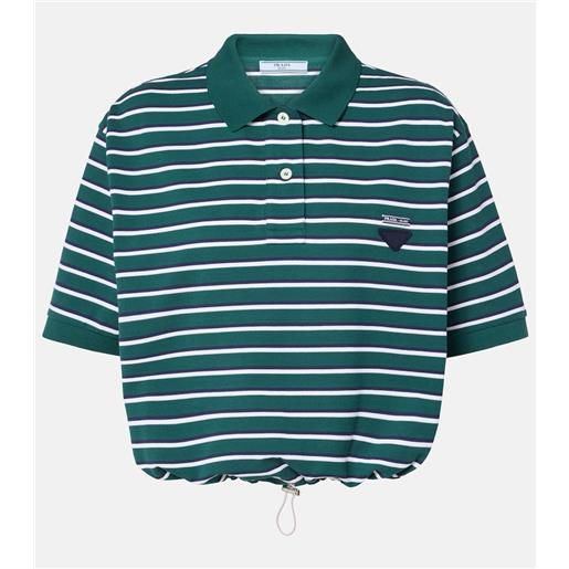 Prada polo cropped in cotone a righe