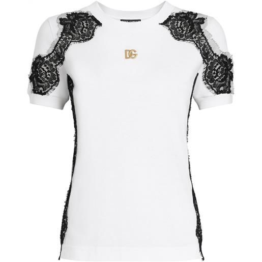 Dolce & Gabbana t-shirt dna con pizzo - bianco