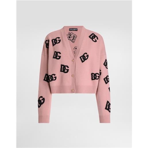 Dolce & Gabbana cardigan cropped in lana con intarsio logo dg
