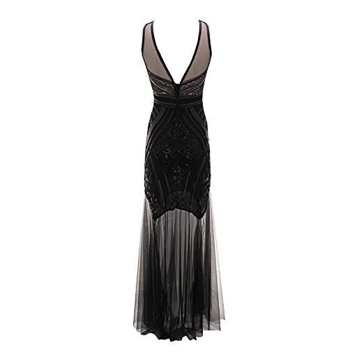 KBOPLEMQ charleston - costume da donna grande gatsby dress abito da sera da donna con paillettes nappa, stile retrò, per cocktail, festival, banchetti e matrimoni, o nero. , l