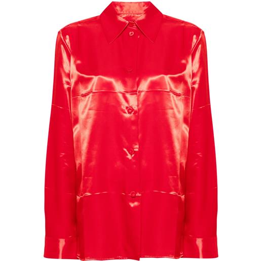 Jil Sander camicia a righe diagonali - rosso