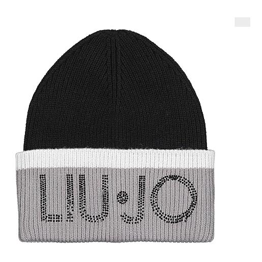 Liu Jo berretto donna logo strass nero/grigio c24lj22 2f3018 taglia unica