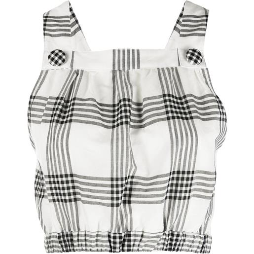 Lisa Marie Fernandez top crop a quadri blouson - bianco