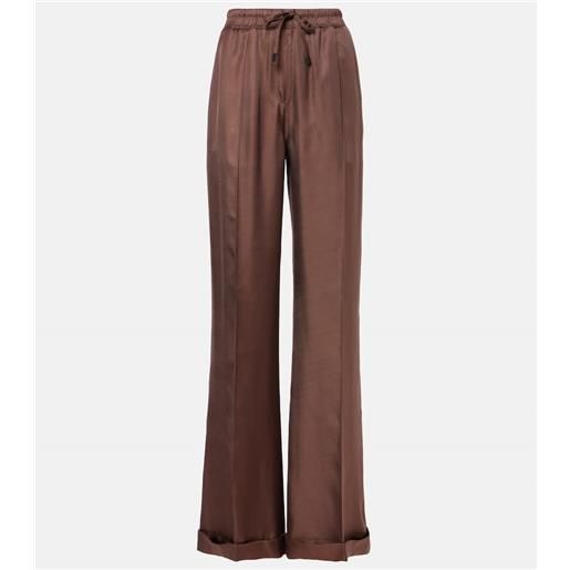 Tom Ford pantaloni a gamba larga in twill di seta