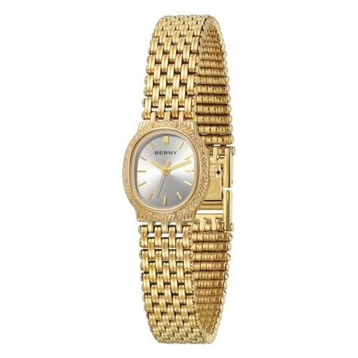 BERNY orologi oro da donna orologio ovale ladie piccolo movimento al quarzo 3atm impermeabile orologio da polso femminile piccoli e squisiti strumenti inclusi dail bianco