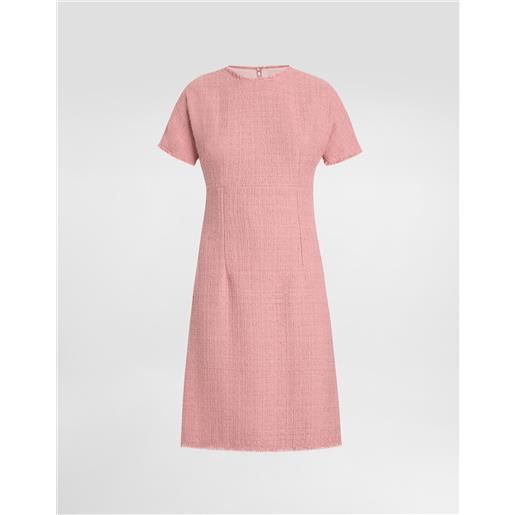 Dolce & Gabbana abito midi in tweed rachel con logo dg