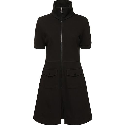 MONCLER cotton blend piquet zip-up dress