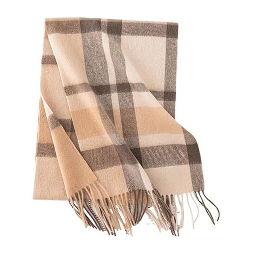 DyLyz sciarpa scozzese da caffè da donna sciarpe classiche lunghe a quadri scialle caldo in lana con nappe stola scialli e mantelle a quadri caldi invernali per donna autunno inverno