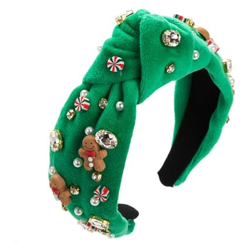 Ldabrye fasce per capelli natalizie, decorazioni natalizie, fascia per capelli delicata annodata a tesa larga con strass donna adolescenti lavare il viso trucco accessori per capelli per bambini donne