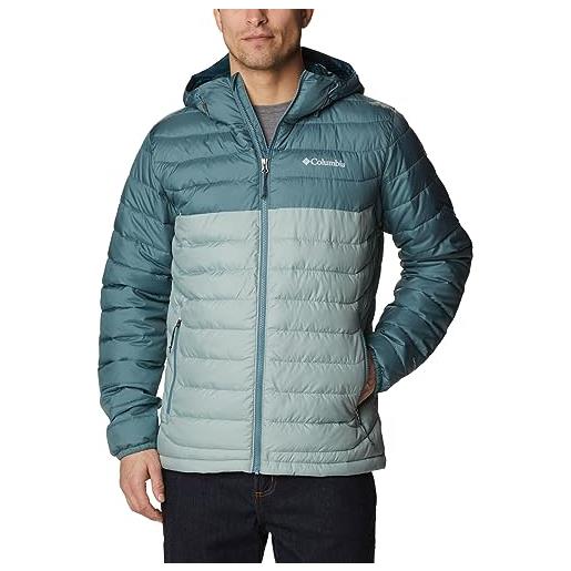 Columbia powder lite hooded jacket, piumino con cappuccio uomo, niagara/metal, m