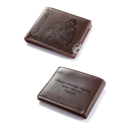 jewelora portafoglio da uomo pelle portafoglio personalizzato con foto per carta di credito portafoglio compleanno festa del papà regalo per anniversario (#1)