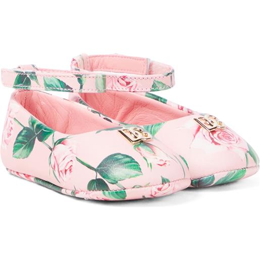 Dolce&Gabbana Kids baby - ballerine dg in pelle con stampa floreale